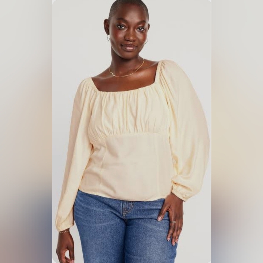 Old Navy Creme De La Creme Square-Neck Crepe Top Smocked Peasant Top sz 4X